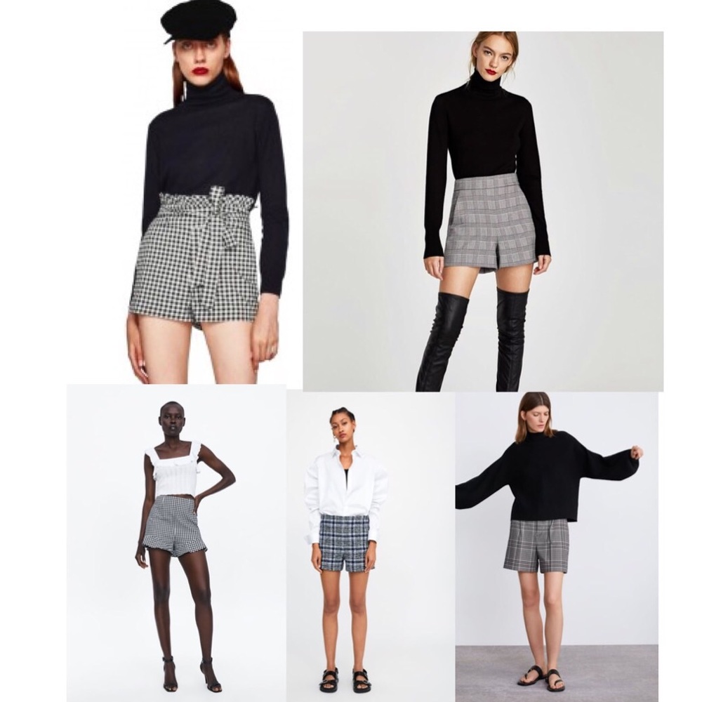 Zara high rise black white shorts